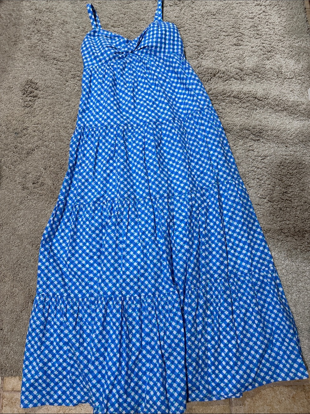 Lilly Pulitzer Shylee Cotton Maxi Dress in the "Boca Blue Double Checking" print - Picture 3 of 5